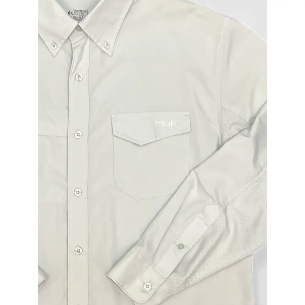 Huk Performance Fishing Shirt Men’s M Gray Long Sleeve Vented Mesh Lined